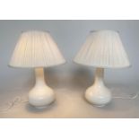 CASA PUPO LAMPS, a pair, Spanish white ceramic gourd form with pleated shades, 64cm H. (2)