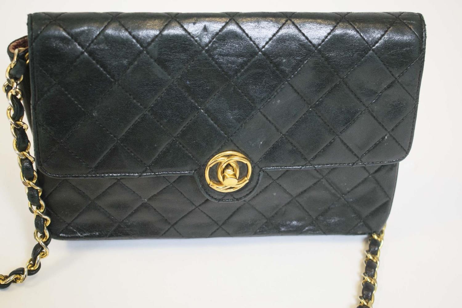 VINTAGE CHANEL FLAP BAG, round turn-lock, iconic burgundy leather lining, quilted front and back - Image 6 of 13