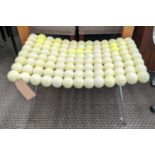 AFTER CHARLES O'TOOLE BALL BOY STYLE STOOL, made from tennis balls on chrome legs, 110cm x 55cm x