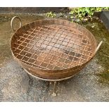 KADAI FIRE BOWL, on stand, Indian style design, 60cm x 60cm.