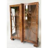 ART DECO DISPLAY CABINET, walnut with two glazed doors enclosing shelves, 88cm x 123cm x 35cm.