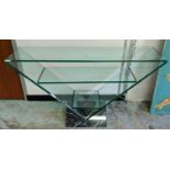 CONSOLE TABLE, 143cm x 35cm x 80cm, contemporary glass and marble design.