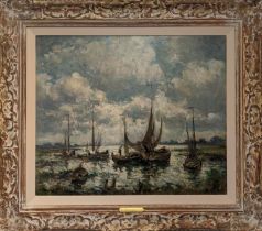 MARCEL PARTURIER (French, 1901-1976) 'Barques sur Zuiderzee', circa 1930, oil on canvas, signed