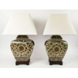 TABLE LAMPS, a pair, 56cm H, Chinese export style ceramic, with shades. (2)