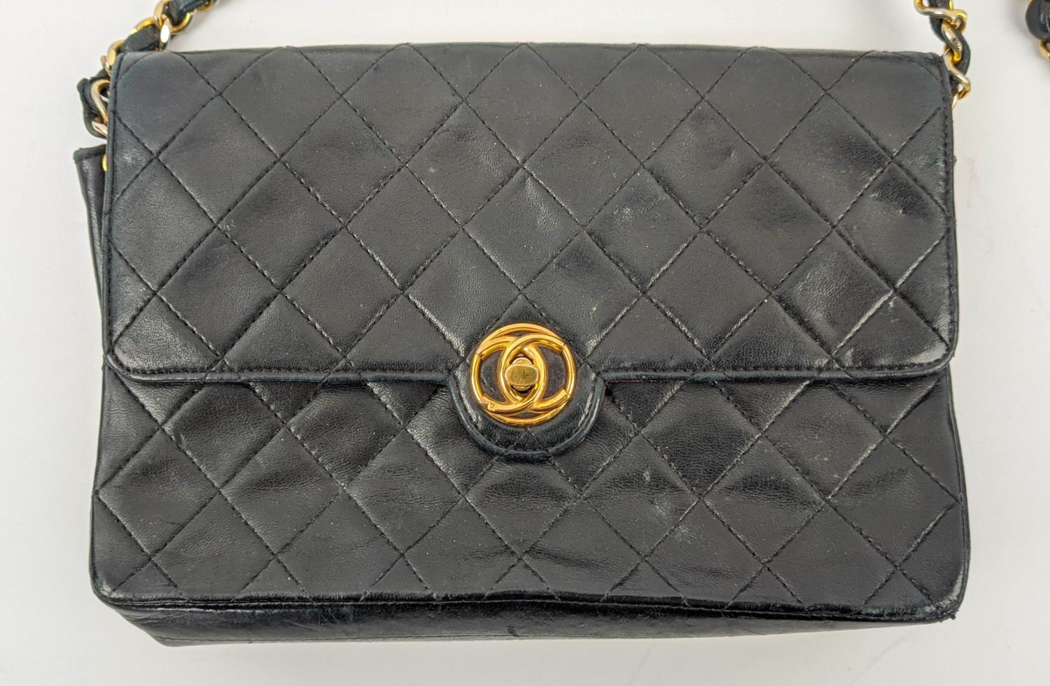 VINTAGE CHANEL FLAP BAG, round turn-lock, iconic burgundy leather lining, quilted front and back - Image 4 of 13
