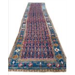 ANTIQUE PERSIAN HERIZ RUNNER, 345cm x 85cm.