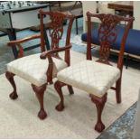 DINING CHAIRS, a set of twelve, including two carvers, 62cm W x 98cm H, Chippendale style, each with