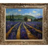 MARCEL GATTEAUX (British b. 1962), oil on canvas, Lavender Aurel Provence signed bottom left, in