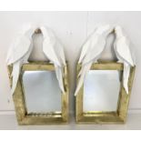 LOVE BIRD WALL MIRRORS, a pair, 60cm x 32cm. (2)