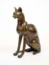 EGYPTIAN BASTET CAT, French, 1970s, patinated bronze. 61cm H x 43cm W.