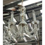 CHANDELIER, five branch, cut glass crystal, 60cm drop approx.