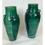 OLIVE JARS, a pair, turquoise glazed terracotta, largest 92cm H. (2)