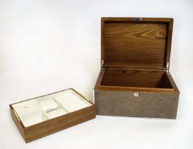 JEWELLERY BOX, Art Deco style, shagreen with bone trim, having fitted removable jewellery tray, 35cm