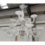 SYLCOM DOLFIN MURANO CHANDELIER, two tier, 12 branch, 94cm drop x 102cm diam.