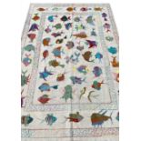 FINE SUZANI FISH DESIGN KILIM, 231cm x 160cm.