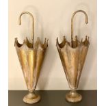 UMBRELLA STANDS, a pair, gilt metal, 75cm x 30cm. (2)