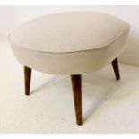 FOOT STOOL, 40cm H x 54cm W, 1960s Danish style design, neutral upholstered.