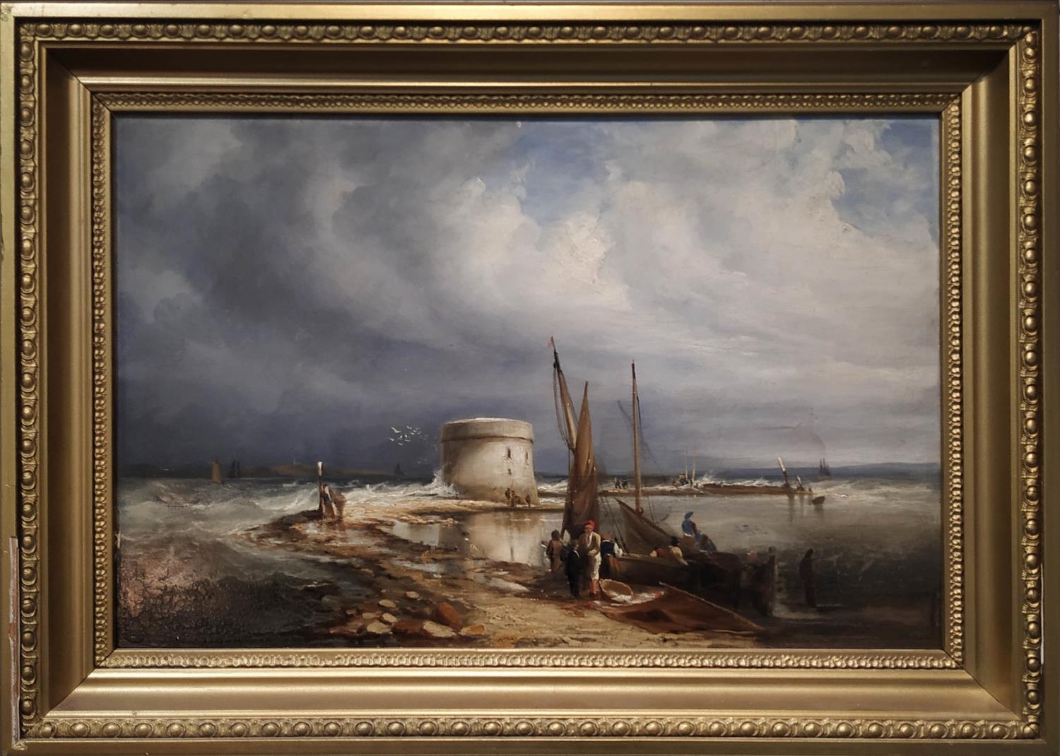 ATTRIBUTED TO CHARLES PARSON KNIGHT, Martello Tower, Langney Point, Eastbourne, oil on paper, 27cm x