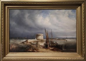 ATTRIBUTED TO CHARLES PARSON KNIGHT, Martello Tower, Langney Point, Eastbourne, oil on paper, 27cm x
