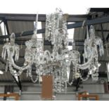 GEORGIAN CRYSTAL CHANDELIER, nine branch, 90cm drop approx.