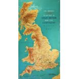 RELIEF MAP OF GREAT BRITAIN, 112cm W x 211cm H, mid 20th century.