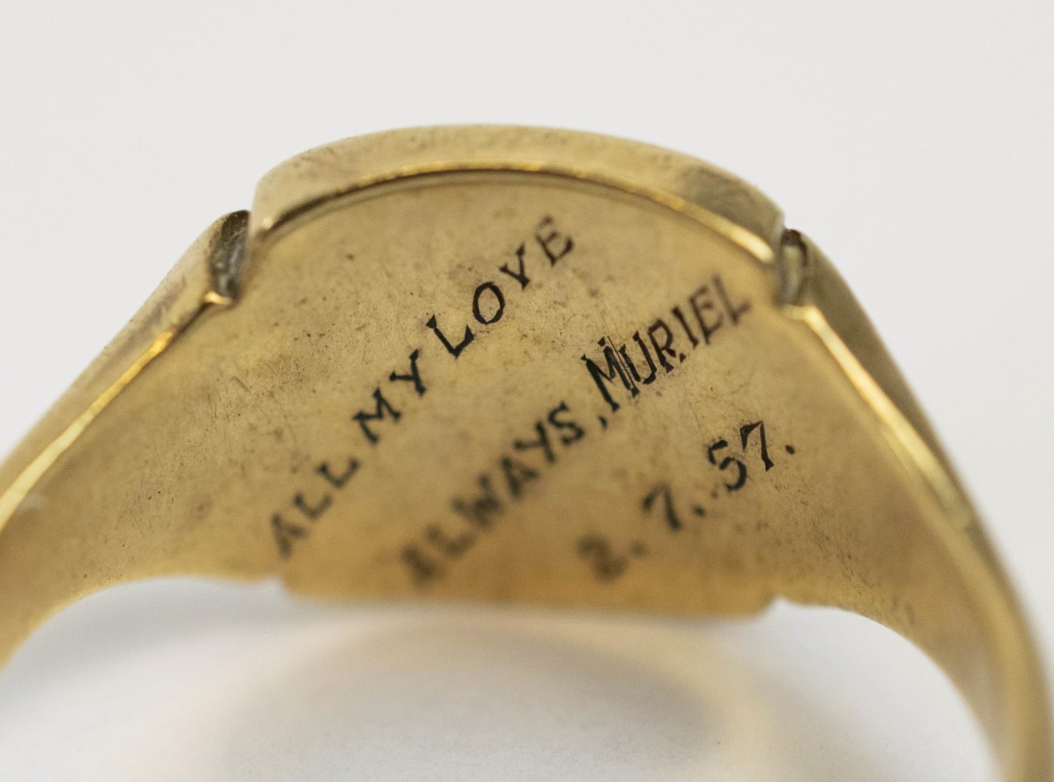 DRESS RINGS, three various, 9ct gold, comprising signet ring with inscription to back, ?All my love, - Image 9 of 17