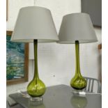 PORTA ROMANA GOURD TABLE LAMPS, a pair, 84cm H overall including shades. (2)