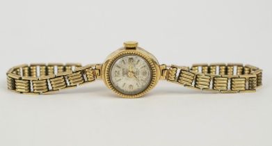 LADIES WRISTWATCH, 9ct gold JRNEX, 17 jewel movement, faceted face surround, 14.4g gross weight.