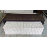 HILL HOUSE INTERIOR UPHOLSTERED OTTOMAN WITH OVER TABLE, 130cm x 96cm x 39cm.