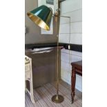 VAUGHAN FLOOR LAMP, adjustable branch and column, weighted circular base, dark green coloured shade,