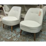 SIDE CHAIRS, a pair, 77cm H, 1960's Danish style, button back fabric upholstered. (2)