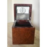 HUMIDOR, burr walnut by G Lorenzi Montenapoleone, Milan, 15cm x 15cm x 17cm.