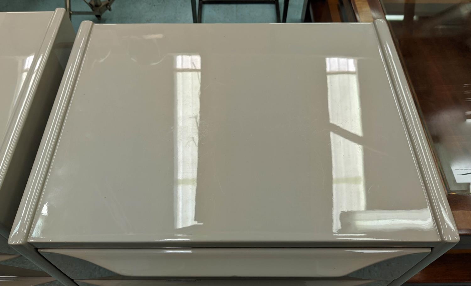 CHELSEA TEXTILES BEDSIDE TABLES, a pair, 50.5cm x 40cm x 64cm, with lip handles. (2) - Image 3 of 4