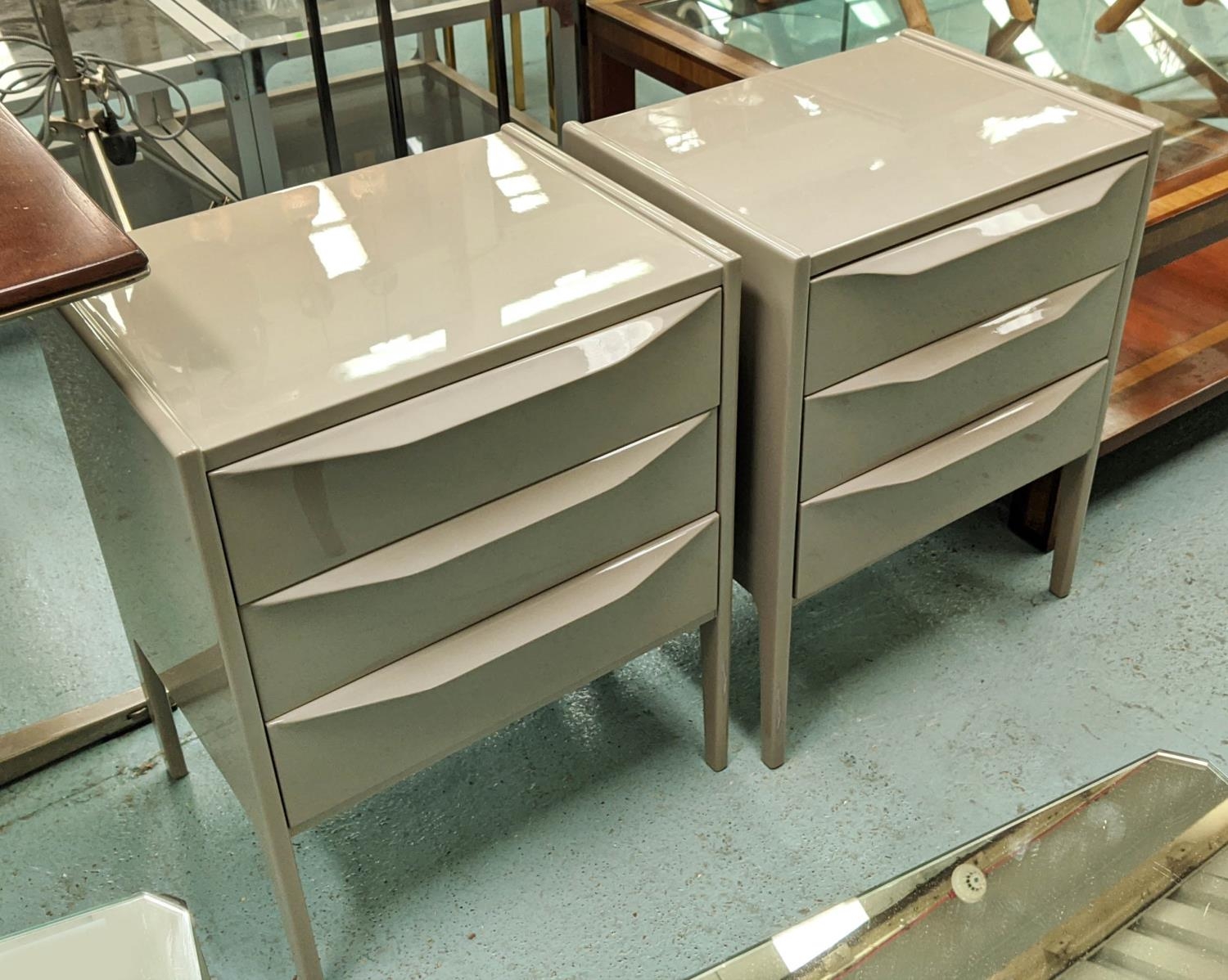 CHELSEA TEXTILES BEDSIDE TABLES, a pair, 50.5cm x 40cm x 64cm, with lip handles. (2) - Image 2 of 4
