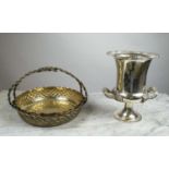 WINE COOLER, Regency style, silver plate and an embossed fruit basket along with six Garrard and