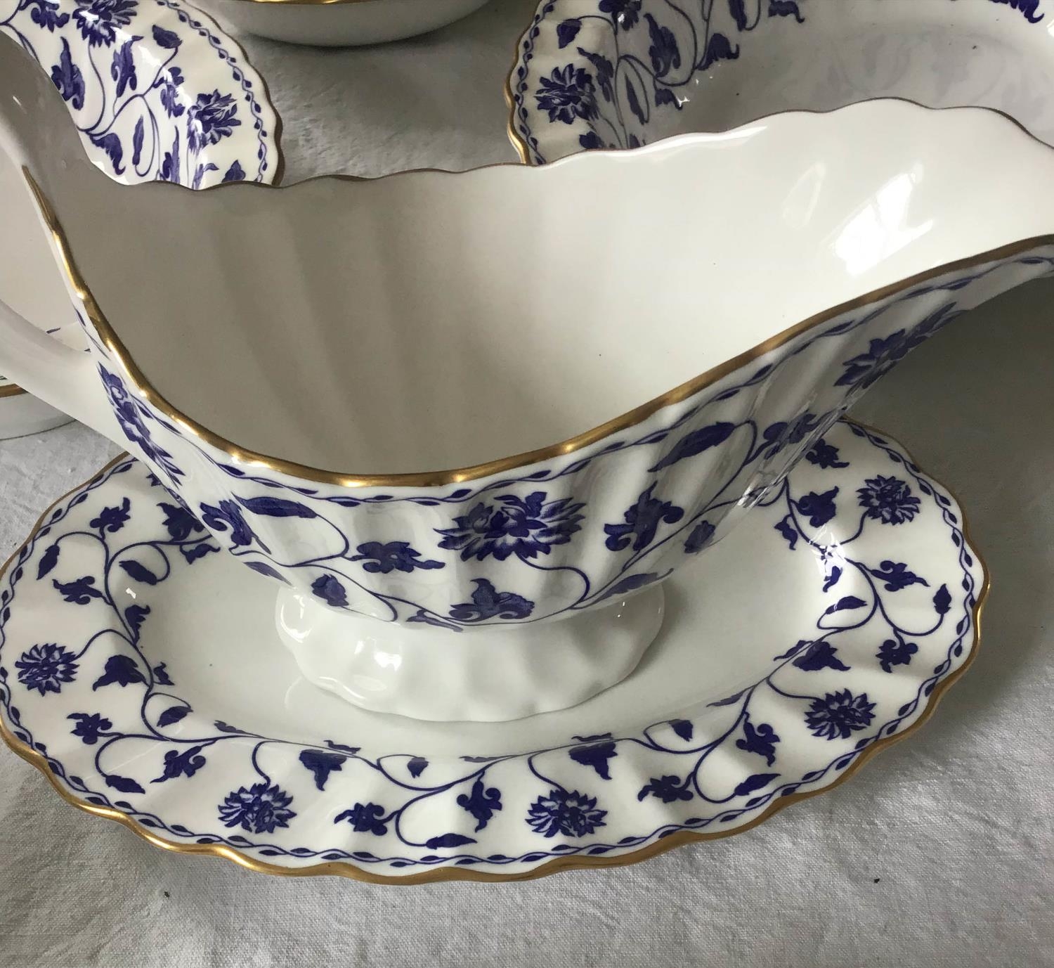 DINNER SERVICE, English fine bone china Spode 'Blue Colonel', twelve place, six piece settings, - Image 8 of 8