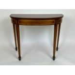CONSOLE TABLE, George III design, mahogany and satinwood inlaid with single frieze drawer, 75cm H