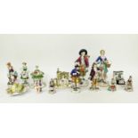 CERAMIC FIGURES, collection of fourteen in total, 19th Century, mostly by Samson, comprising 18th