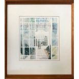 OLWEN JONES (British b.1945) 'New Conservatory, Kew', watercolour, 45cm x 41cm overall, framed and