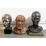 THREE HEADS, comprising a bust of a 19th century man, a bust of a woman, and a head of a man,