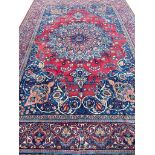 ANTIQUE KERMAN LAVER CARPET, 300cm x 200cm.