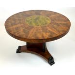 CENTRE TABLE, Swedish Biedermeier, flame mahogany and faux malachite top, trefoil support with