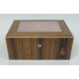 STATIONERY BOX, Macassar ebony with shagreen panel top and fitted interior, 35cm H x 26cm W x 15cm