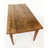 FARMHOUSE TABLE, 19th century French cherrywood, planked and cleated with frieze drawer, 166cm x