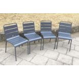 STACKING TERRACE/GARDEN CHAIRS, a set of four grey metal framed, 42cm W. (4)