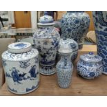 CHINESE EXPORT STYLE BLUE AND WHITE CERAMICS COLLECTION, six different items, 46cm at the