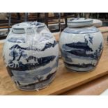 GINGER JARS, a pair, Chinese export style, blue and white ceramic, 26cm H. (2)