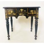 SIDE TABLE, English 17th century style lacquered and gilt Chinoiserie decorated with three frieze