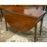 DROPLEAF TABLE, 19th century English mahogany with oval top, 72cm H x 51cm x 112cm, 146cm open.