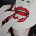 CONTEMPORARY SCHOOL, Lips 2, acrylic on canvas, 168cm x 168cm.